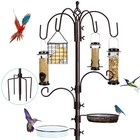 Multi-feeder Bird Feeding Station Kit - 6 Hooks  4 Feeders  Bird Bath  94  Pole