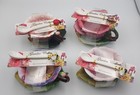 Corner Ruby Garden Collection - Flower Teacups W Spoons Set Of 4 - All New  