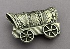 Vtg Old Western America Unsigned Sterling Silver Small Covered Wagon Belt Buckle