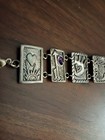Ss 925 Storyteller    panel Chain Bracelet 7  Native American southwestern Style