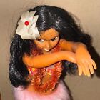 Rare Vintage 1960 Hawaiian Hula Girl Woman Tiki Doll Aloha Decor Figure Figurine