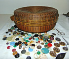 Vintage Lot Woven Wicker Rattan 11    Round Sewing Basket buttons  more