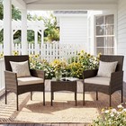 Outdoor Wicker Bistro Set 3-piece Patio Furniture Black All-weather Rattan