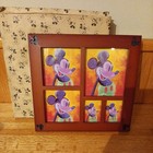 Vintage Walt Disney Brown Walnut Wood Retro Mickey Mouse Five Picture Frame