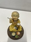 Vintage Happy Monk Figurine Eating Rice Chopsticks Buddhist Statue 3 5    Tall