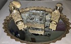 Vintage 5 Pc Vanity Set Gold Plated Filigree Ornate Powder Perfume Mirror Mcm 