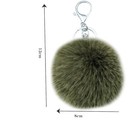 Pom Poms Keychains Faux Rabbit Fur Fluffy Pompoms Keyring For Women Navy Green