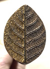 Antique Brass Detailed Leaf Leather Bookbinder s Or Hat Stamp - Slightly Convex