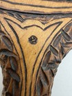 Antique Hand Carved Wood Handheld Mirror Beveled Glass Signed Makers Mark Art