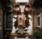 Real Cowhide Rug Brown White Tricolor Natural Hair On Hide Cow Skin Western Area