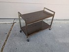 Vintage Mid Century Modern 2-tier Formica Rolling Bar Serving Tv Cart P95