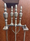 Antique Ornate Brass Fireplace Tool Set 4pc Cameo Victorian Fireside 32   