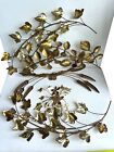 Vintage Brass Leaf Wall Decor Set Of 5 Mid Century Gold Metal Branches Mcm