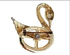 Vintage Swan Gold Tone Faux Pearl Ab Rhinestone Brooch
