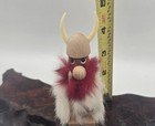 Vintage Mcmhans Bolling   Viking Danish Modern Teak Wood Figure Spear Fur   Read