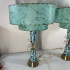 Pair Of Rare Vintage Mid Century Modern Atomic Starburst Brass Torchiere Lamps