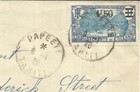 French Oceania Sc 68 single Frank  Papeete Tahiti 9 1 28 To Usa