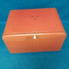 Vintage Tinmetal Art Deco Bread Box 17x11 5x10 75  Beauty Box Lincoln Red