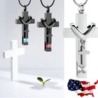 Cross Cremation Ashes Urn Pendant Necklace Memorial Keepsake Jewelry For Ashes