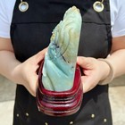 Natural Amazonite Quartz Crystal Hand-carved Mountain Scenery Sculpture 3 4lb
