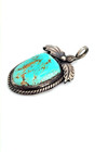 Vintage Navajo Sterling Silver Turquoise Pendant Leaf Raindrop Design