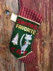 Handcrafted Wool Needlepoint Christmas Stocking  santa s Favorite Cat  New