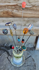 Lot Of 16 Beautiful Antique   Vintage Decorative Hat Pins In Holder