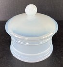 Antique Powder Jar 4  White Opaline Glass C1900