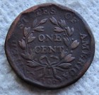 1801 1c Bn Draped Bust Large Cent Rare Key Date Type Coin  Vf Cleaned Damaged