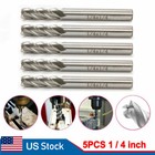 5x 1 4   Straight Shank Spiral 4 Flute End Milling Cutter Cnc Drill Bit Maching