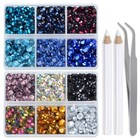 6400 Pieces 12 Colors Hotfix Rhinestones Flat Back 5 Mixed Sizes Crystal Roun   