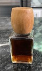 Vintage Square Glass Bottle Wood Barrel Cap English Leather Style Cologne Nwob