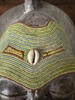 African Beaded Mask 14 5    Cowrie Shell Wall Hanging Handcrafted Wood Tribal Deco