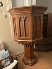 Antique Oak Gothic Revival Hexagonal Pulpit Vintage Church Podium Lectern