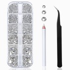 Nail Art Rhinestones Kit 2400pcs Nail Gems Crystal Clear Flatback Rhinestones   