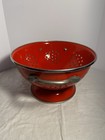 Mcm Red Enameled Colander Strainer With Handles Heavy Duty 11 To Handles Vtg