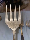 Rare Find Vintage Dark Wood Handle Serving Forks - Set Of 4
