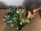 Vintage Mcm Green Lucite Acrylic Grapes Driftwood Burl Sculpture Decor