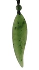 43mm Genuine Natural Nephrite Jade Leaf Pendant On Adjustable Cord Necklace