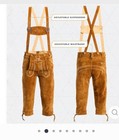 Bavaria Trachten Men s Brown Leather Lederhosen Shorts W  Suspenders Size 54