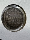 1885 Canada 5 Cents Silver Coin Large 5 Bent