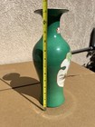Antique Chinese Hand Painted Beauty Green Glaze Porcelain Vase                                   13 