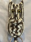 Vintage 1970 s Macrame Owl Wall Hanging Ceramic Eyes   Beak Hand Towel Ring