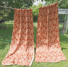 Antique 1920 s Vintage Curtains Drapes Panels Russet Rust Damask Satin Weave Wow