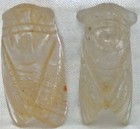 A Pair Of White Crystal Cicadas Left Male- 4x2x0 7 cm Right Male- 3 7x1 8x0 6 cm