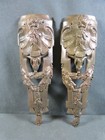 Pair Of French Antique Golden Bronze Plaque Finials Leg Furniture  19th C 