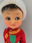 Vintage 1960 s Doll Rubber Red China Chinese Folk Child Souvenir Toy
