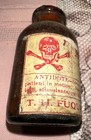 Antique Amber Glass Poison Bottle  Apothecary Medicine Pharmacy Bottle Empty