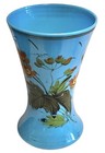 Antique French 19th Century Blue Opaline Glass Vase Hand Painted Flowers 11   