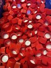 Lot Of Over 200  new  100 White   100 Red Plastic Bottle Caps  Arts  Crafts